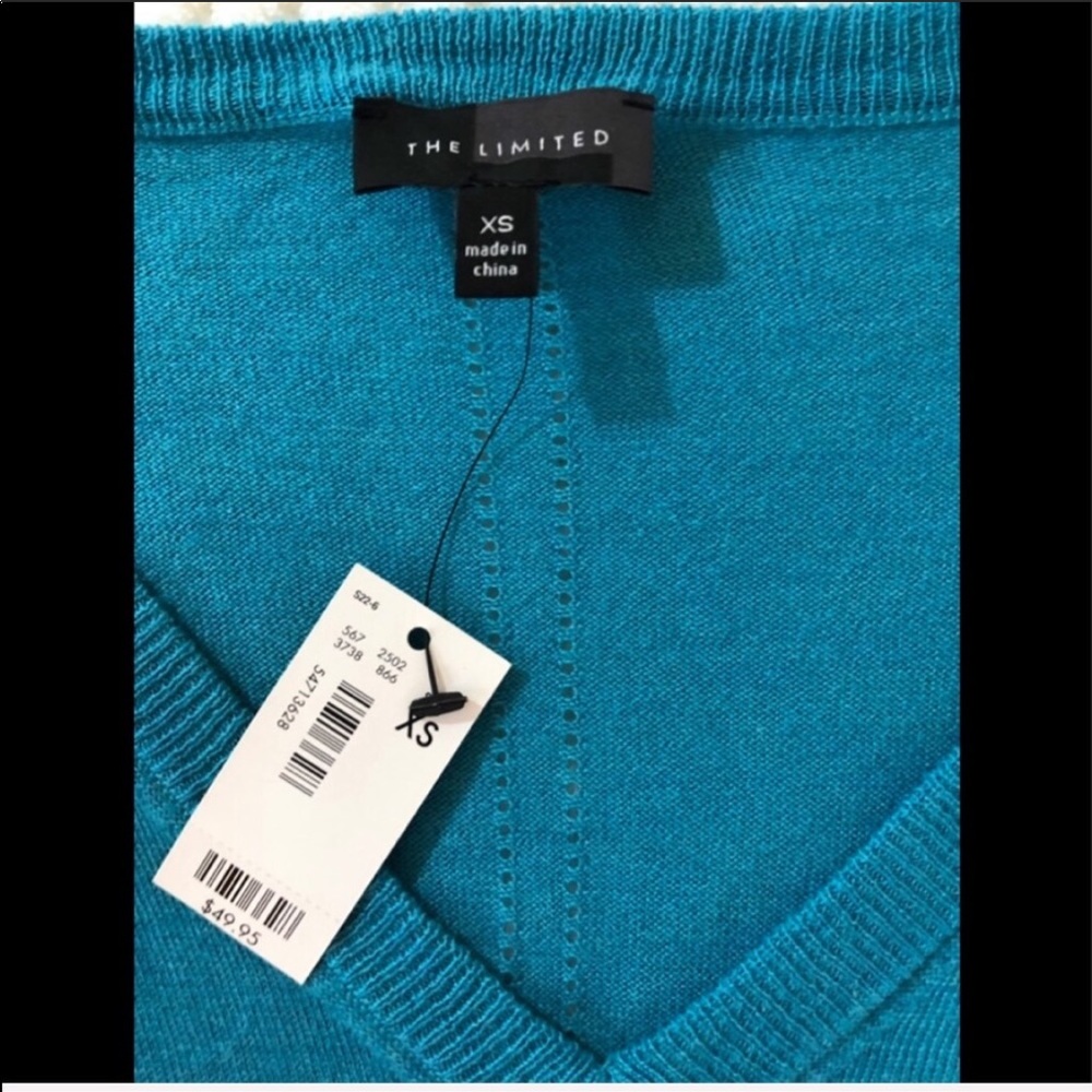 New The Limited Turquoise V-Neck Sweater - Picture 3 of 5